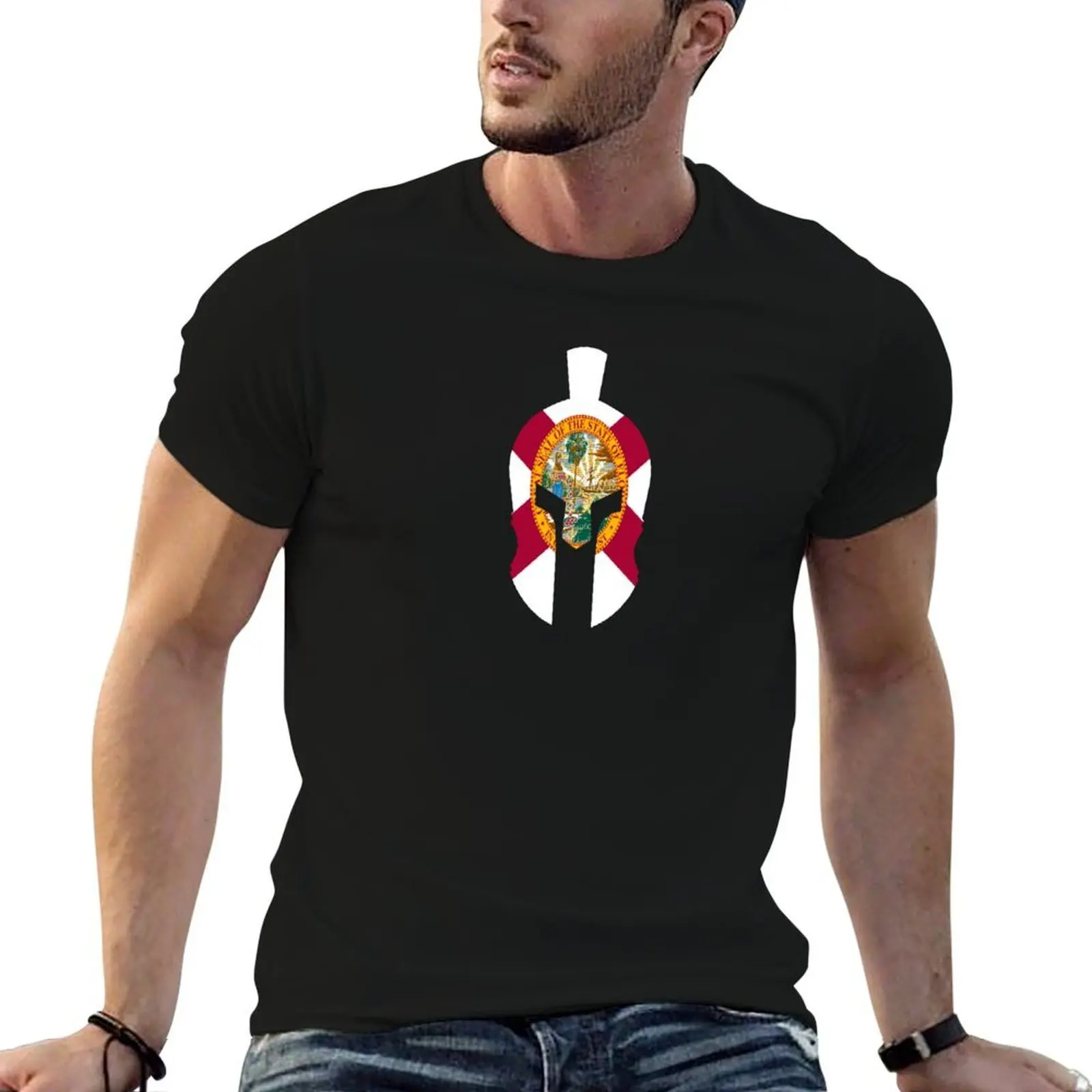 

State Of Florida Flag Spartan Helmet - Cool Florida T-Shirt t shirts for man graphic tees T-Shirt