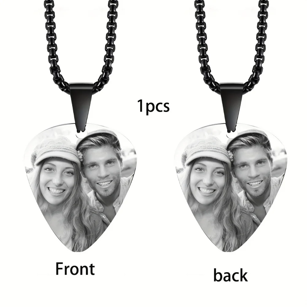Stainless Steel Guitar Picks Pendant Necklace Personalized custom Text Picture Necklace Collar to Music-lovers Jewelry Gifts