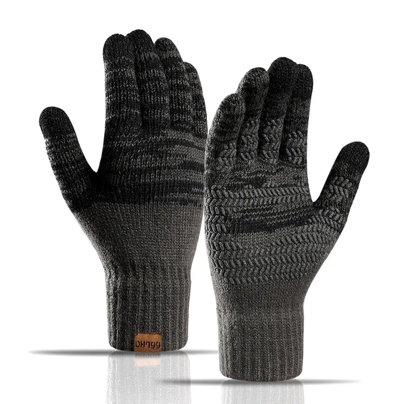 Xiaomi ถุงมือถักสำหรับผู้ชาย, ถุงมือผู้ชายแบบสัมผัสหน้าจอสัมผัสถุงมือแคชเมียร์หนาอบอุ่นสีทึบสำหรับหน้าหนาว