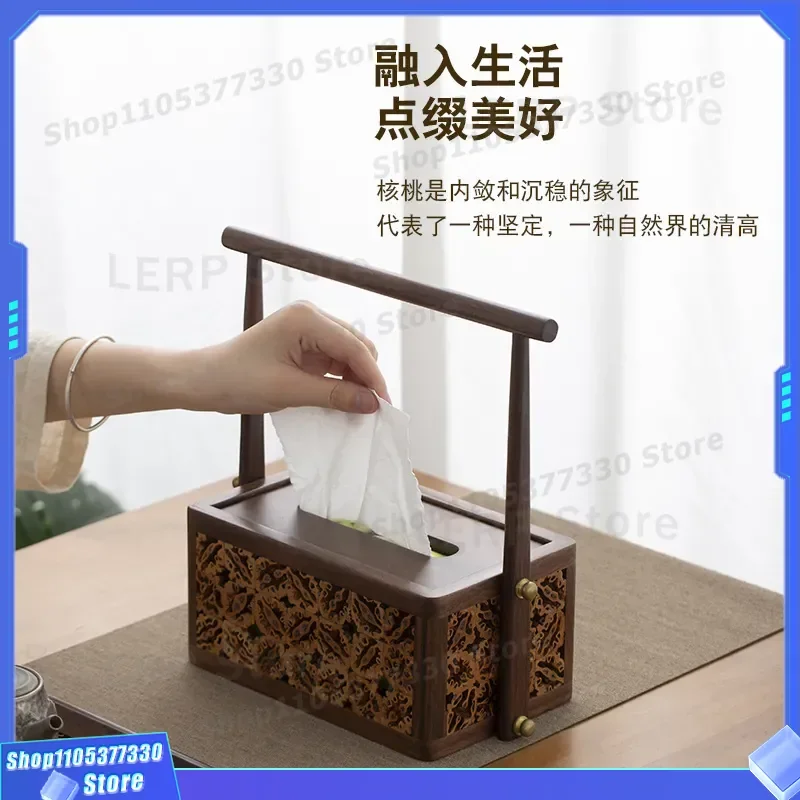 Creative Handmade Walnut Tissue Box for Living Room Coffee Table Desktop Storage High End Home Decor Paper Napkin Holder