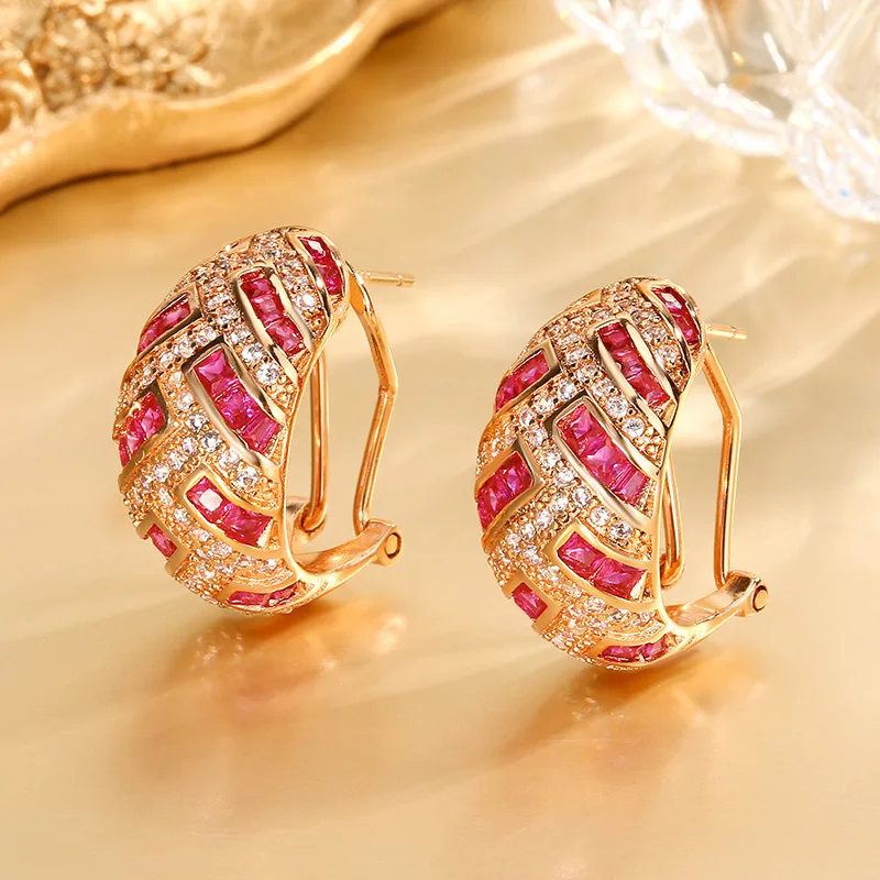 

New style jewelry with copper base, European and American style, full of diamonds, high-end earrings and ear clasps wholesale