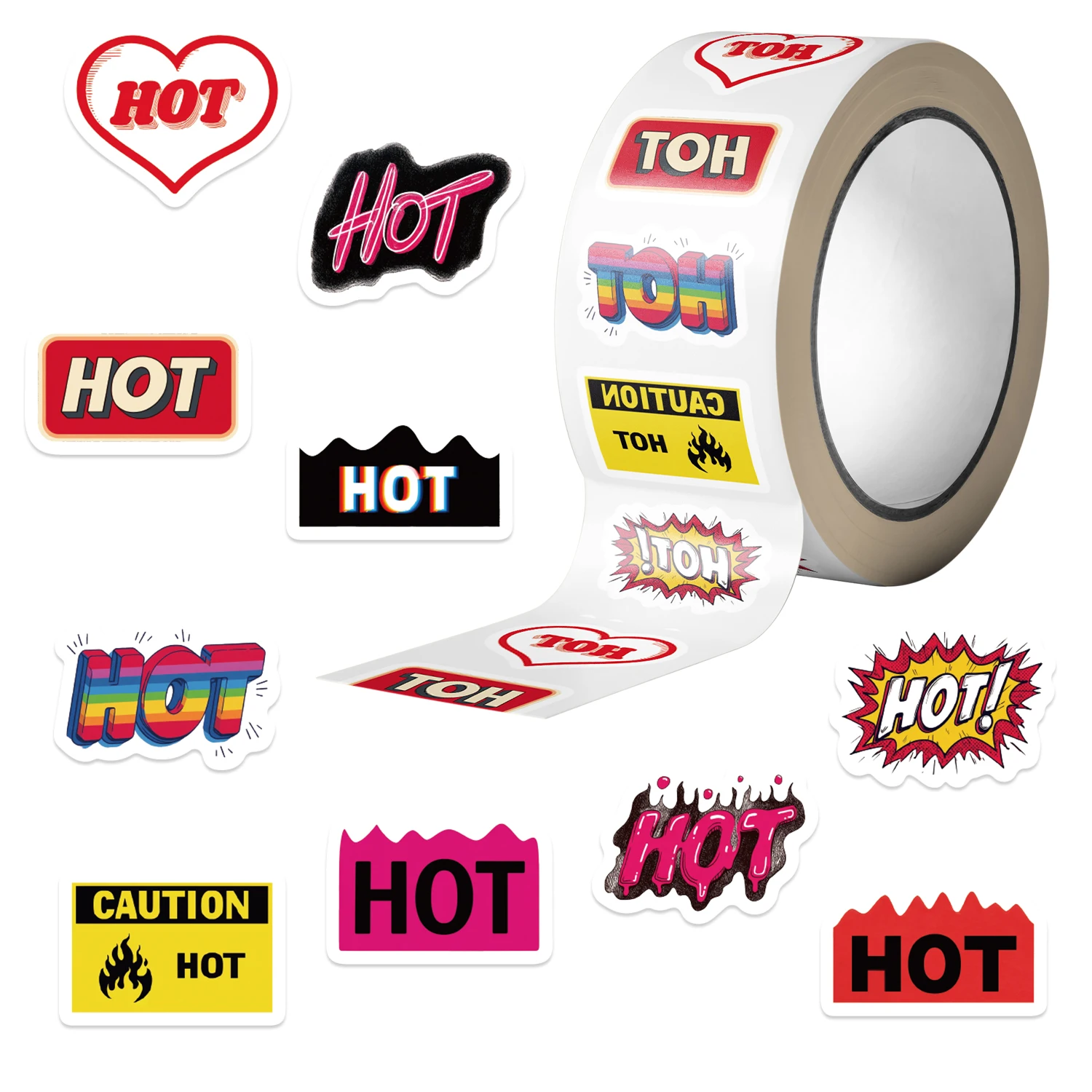 500pcs/roll Music Festival Carnival Hot Text Stickers Roll DIY Skateboard Guitar Phone Car Seal Label Decals Decoration Stickers