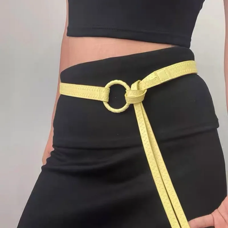 Fashionable belt for women, 2025 new style, with skirts, Korean version, circular knot, retro, spicy girl accessories, high-end