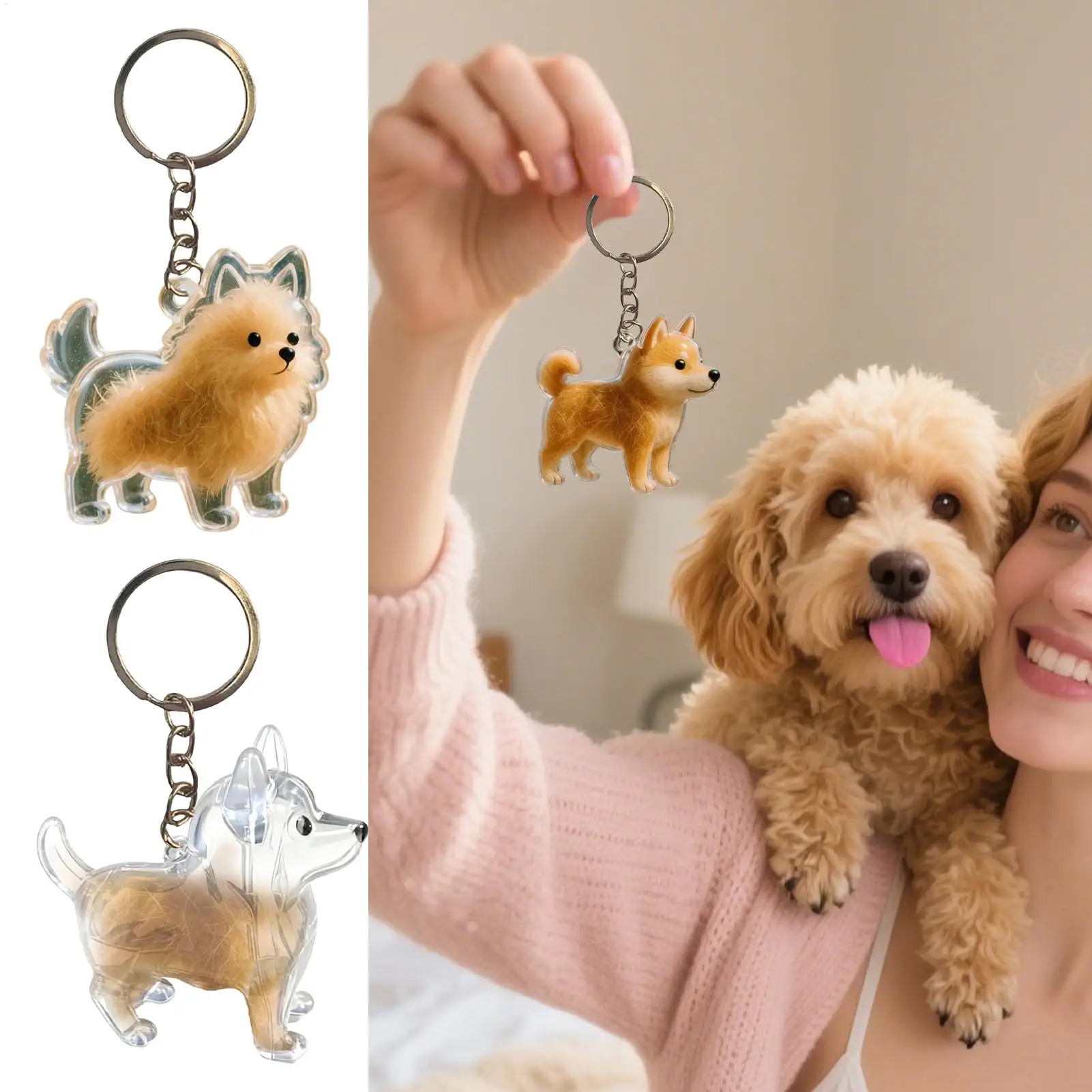 Transparent Dog FurStorage Pendant FurStorage Capsule Cute Dog Shape Keychain DIY Accessories Pet Hair Container Pet Souvenir