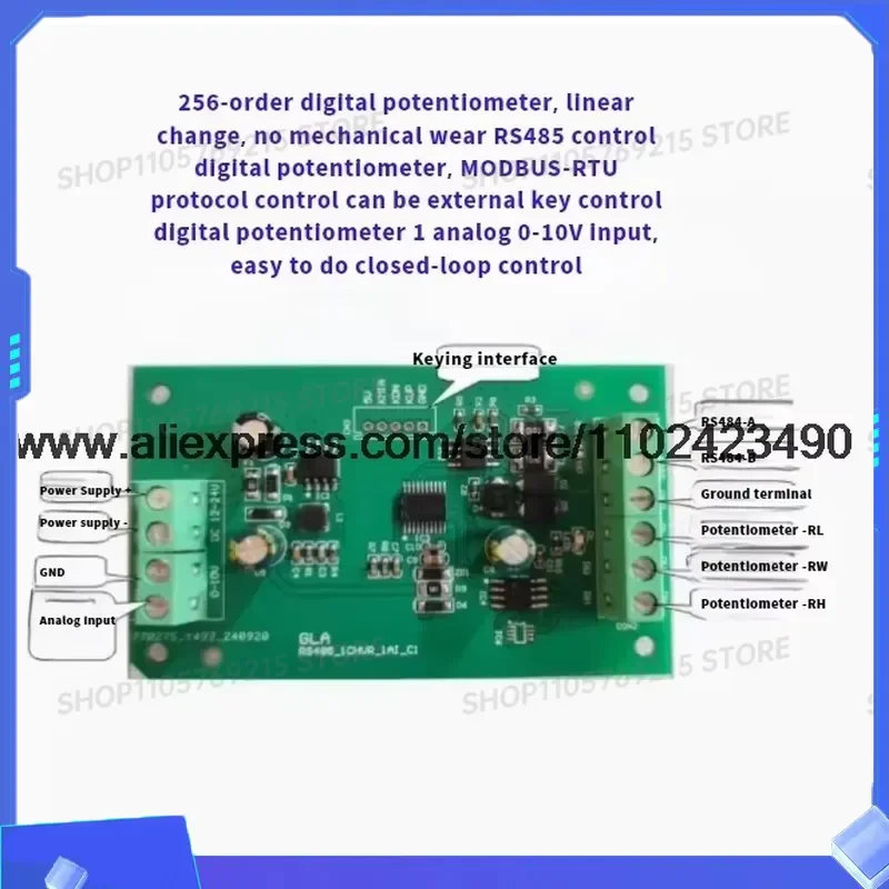 for RS485 Control Digital Potentiometer with Analog Readout Pushbutton and PLC Control