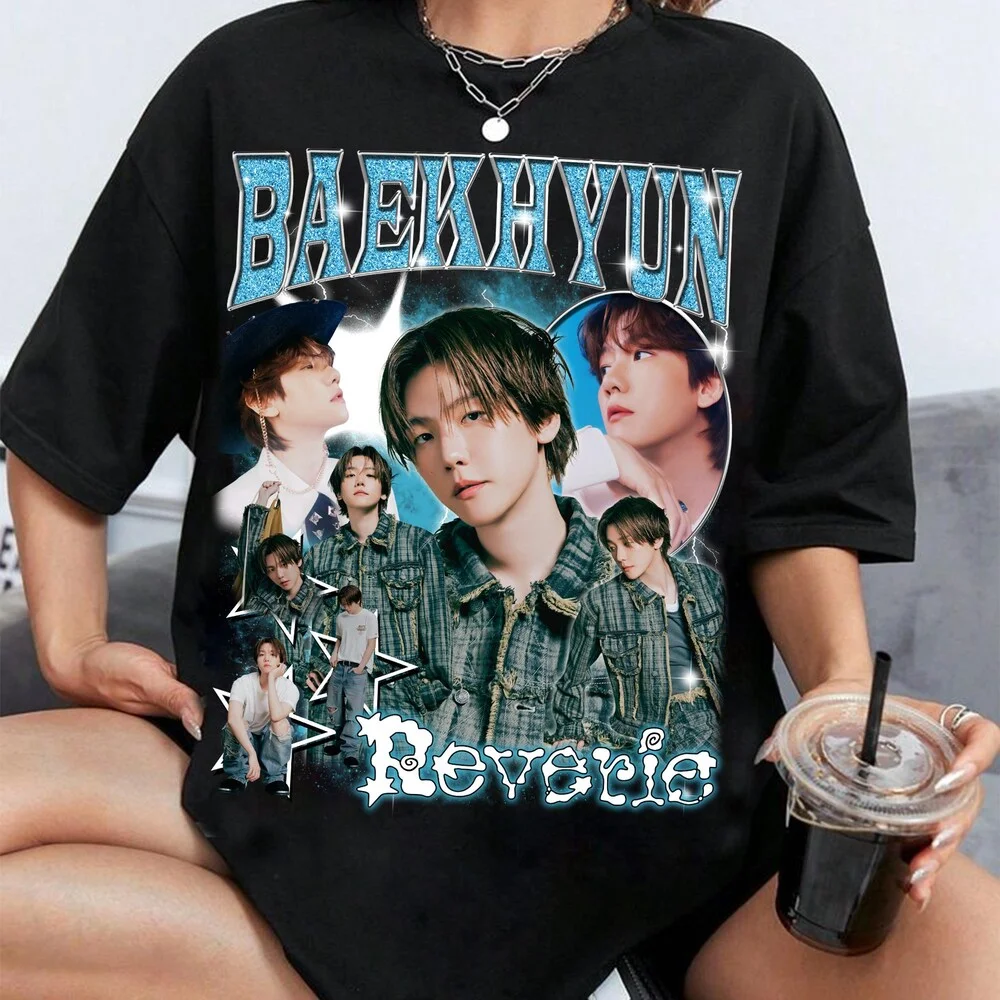 2026 Baekhyun Reverie Tour Vintage Portrait Print T-shirt Unisex Kpop Cotton Short Sleeve Tee Y2k