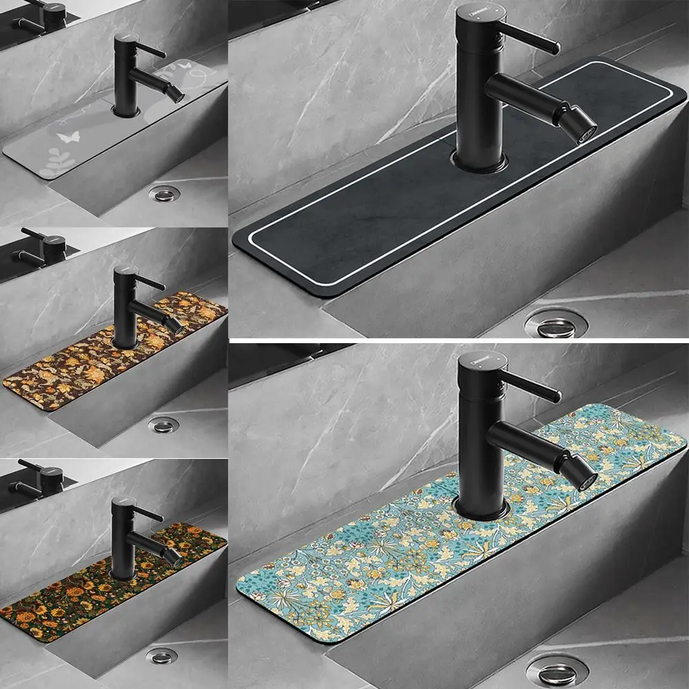 Diatomite Faucet Draining Mat Splash-proof Quick Dry Non-Slip Absorbent Pad Convenient Multifunction Sink Splash Mats