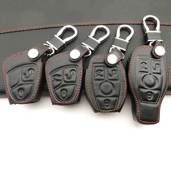 100% Leather Car Key Case Car Key Cover for Mercedes-Benz W203 W210 W211 Amg W204 C E S Cls Clk Cla Slk Classe Protect Shell