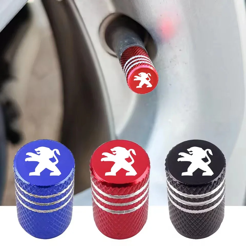 4Pcs/Set Car Aluminum Tire Wheel Stem Air Valve Caps Dustproof Caps For Peugeot 308 408 508 RCZ 208 3008 2008 107 108 206 207