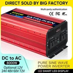 Ad alta potenza 220V 72V 50HZ onda sinusoidale pura 4500W 5000W 6000W convertitore Inverter trasformatore solare per auto con LED