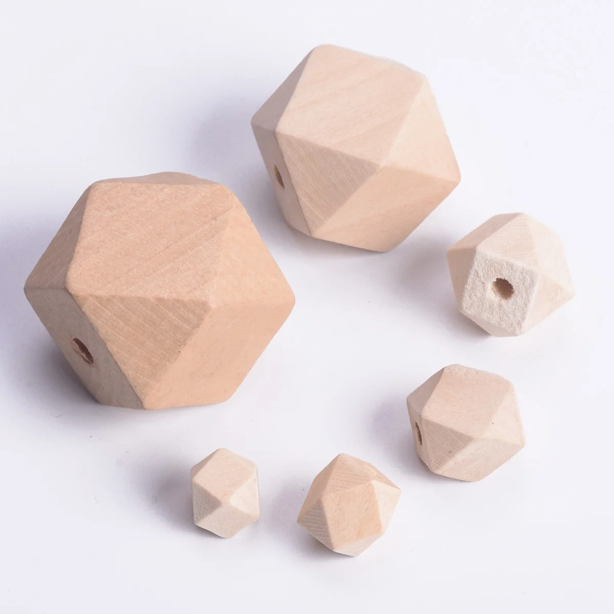 Hexagon Shape 10mm 12mm 14mm 16mm 20mm 25mm 30mm Natural Wood Loose Beads For Woodcraft DIY Craft Handcraft Jewelry Making