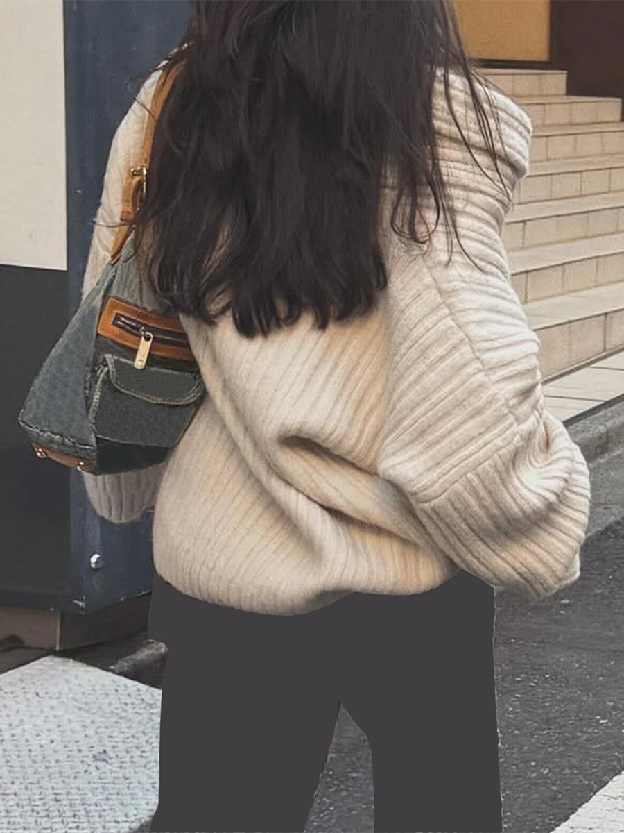 Women Loose Knit Sweater Fall Winter Solid Color Slim Long Sleeve Boat Neck Off Shoulder Pullovers Casual Jumpers Going Out Tops