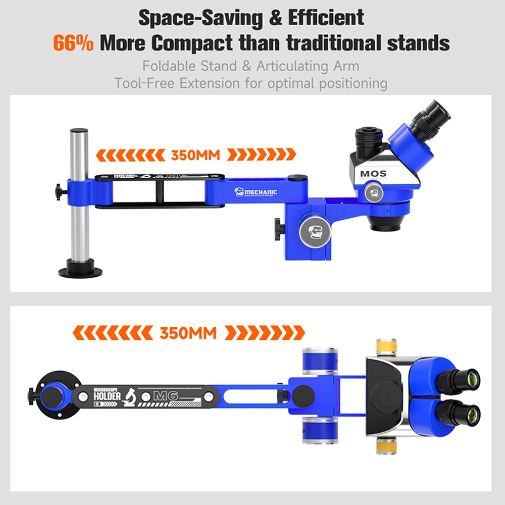 MECHANIC M6 현미경 듀얼 포지셔닝 스테레오 현미경 용 접이식 스윙 암 스탠드 전자 수리 지원 스윙 암 도구