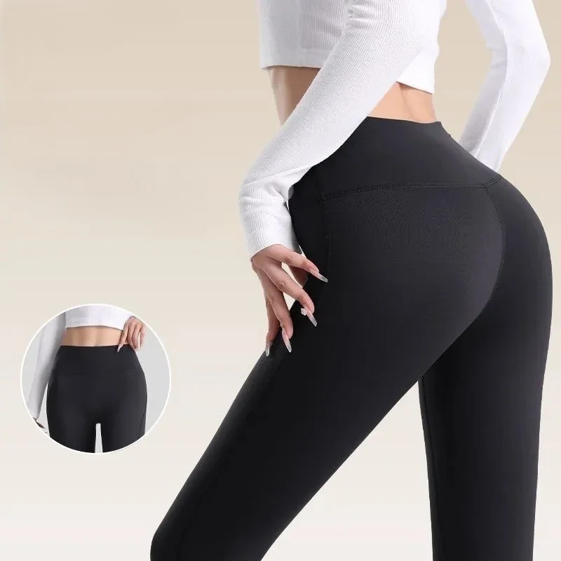 

Брюки для йоги, осень-зима, женские, приятные на ощупь, с внешним боковым вырезом, противоскользящие, для бодибилдинга, три четверти, до середины икры, угольный пух, Vibe