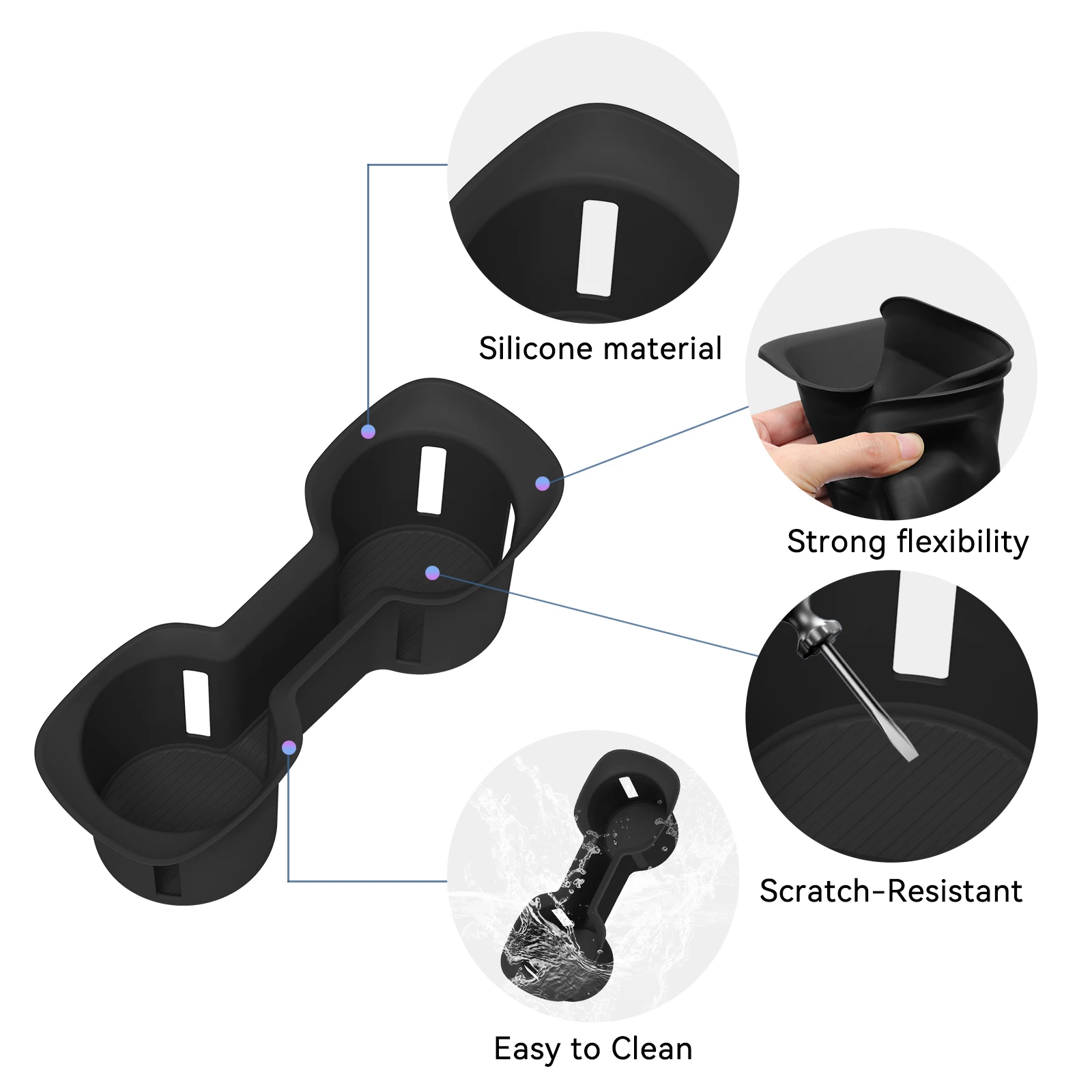 Smabee for Subaru Outback 2026 2027 Silicone Center Cup Holder Insert Box Shock-Absorbing Tray Organizer Car Accessories - view 4