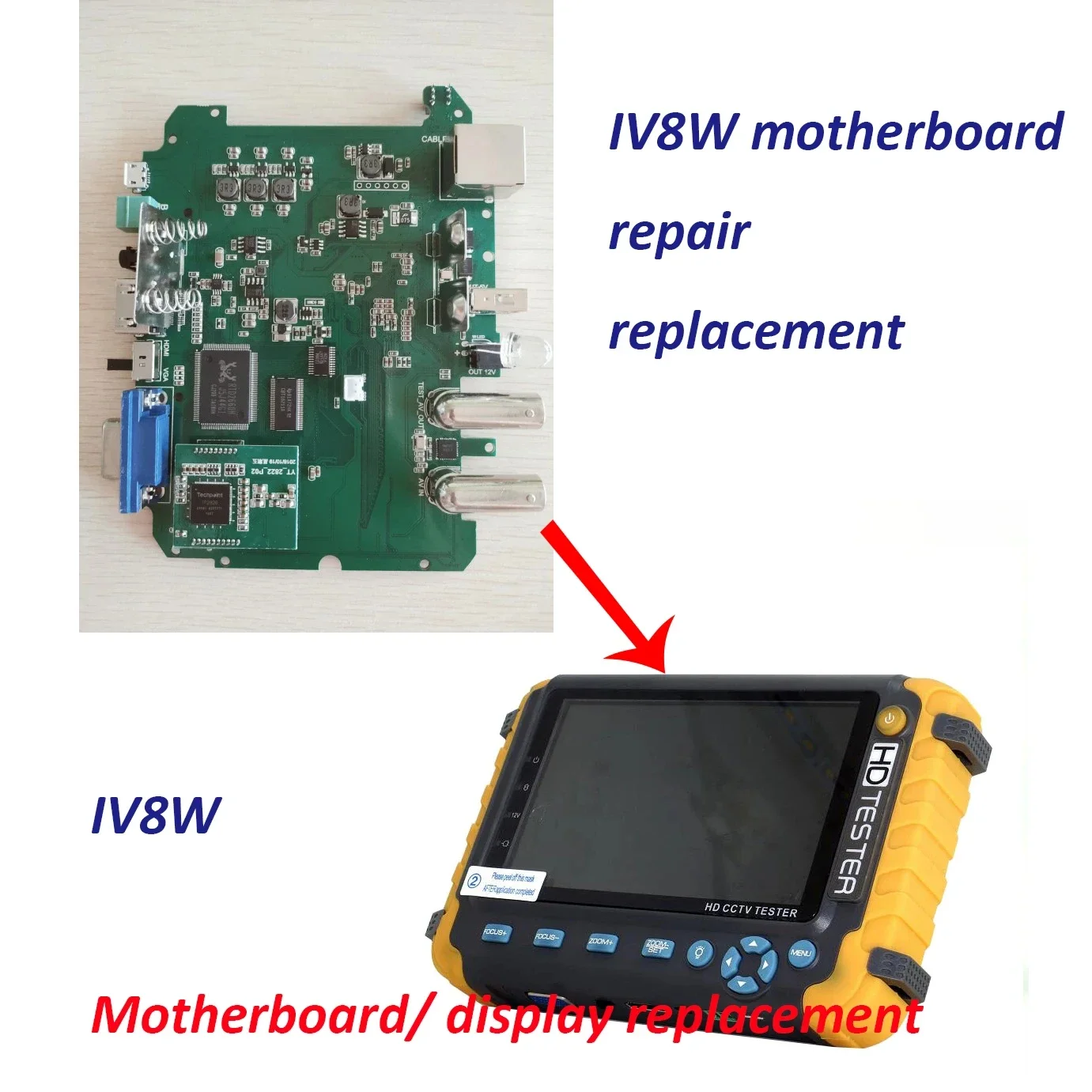 IV8W-Reparatur, Chip-Ersatz, Motherboard-Ersatz, IV8W-Mainboard für CCTV-Tester, nur IV8W-Motherboard