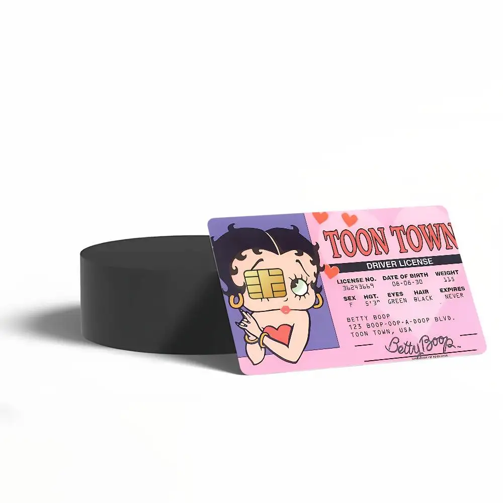 Cartoon B-Betty Cute B-Boop k Bank Credit Cards Bus Pass Stickers Cool Decoration Waterproof 4PCS Card view 6
