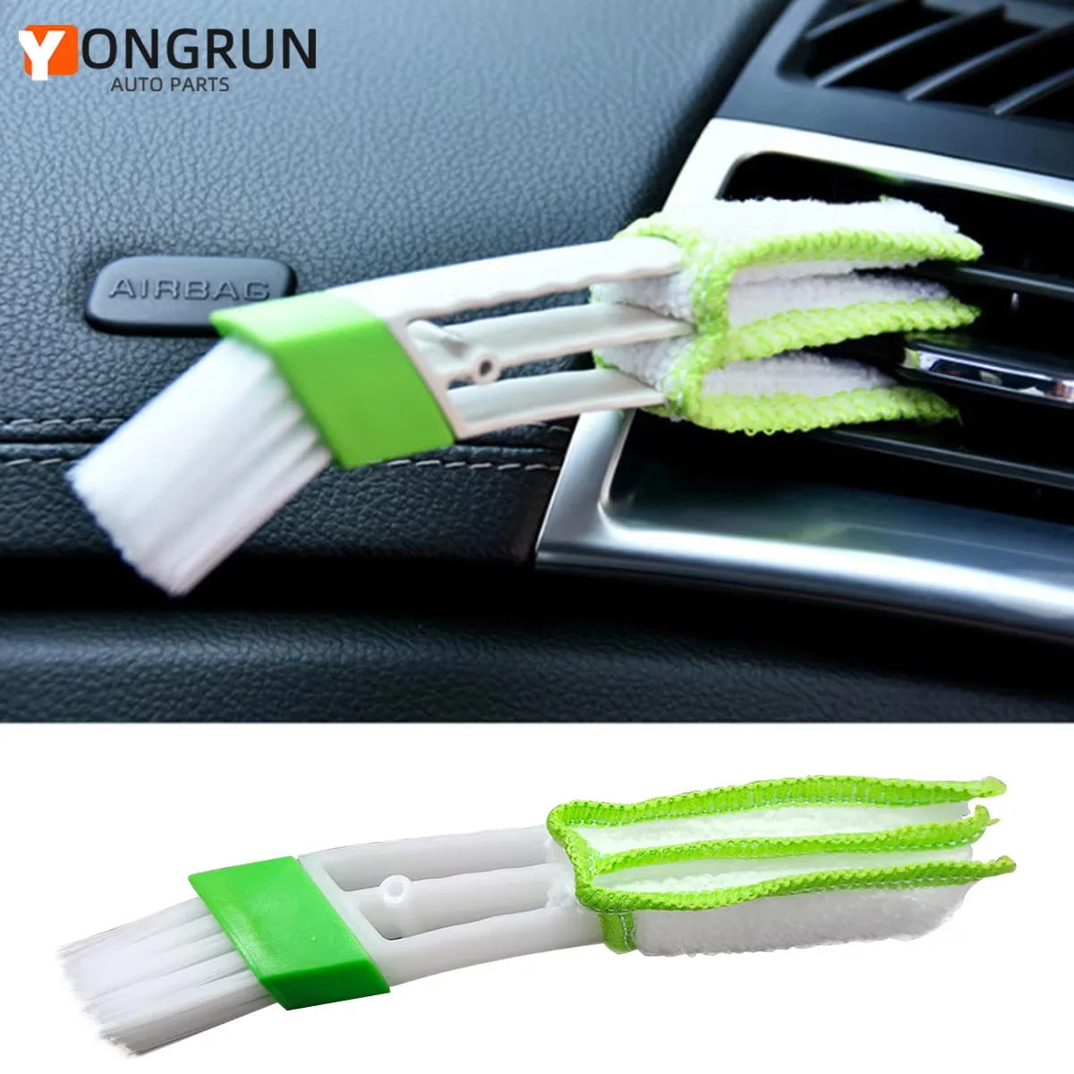 Multi Functional Car Vent Cleaner Mini Dual Head Microfiber Vent Dust Collector Detachable Cloth Cover Portable Car Cleaning