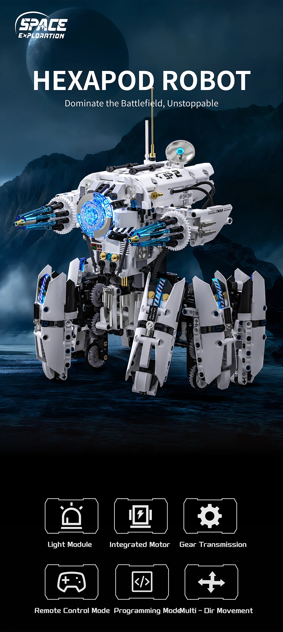 Technical Programming Hexapod Robot Science Fiction War Machine Building Blocks City Remote Control Robots MOC Bricks Toys Gift