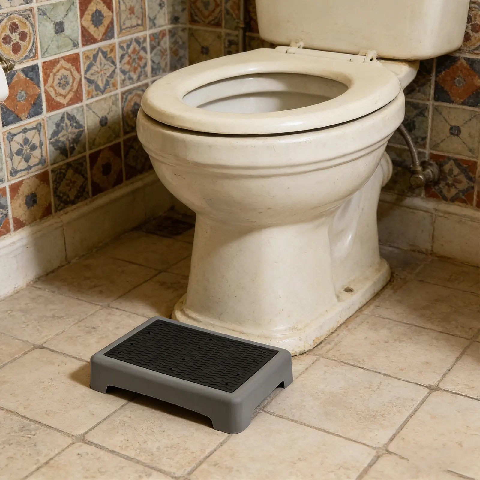 

Non-Slip Plastic Step Stool Bathroom Footrest 44x34cm for Elderly Kids Pregnant Women Mobility Assistance Toilet Platform Safe
