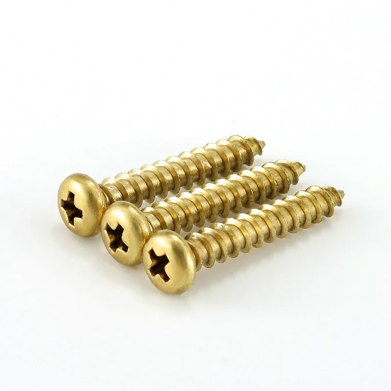3~20pcs Brass Round Self Tapping Screw M3 M3.5 M4 M5 M6 Wood Screws Length 6mm~50mm