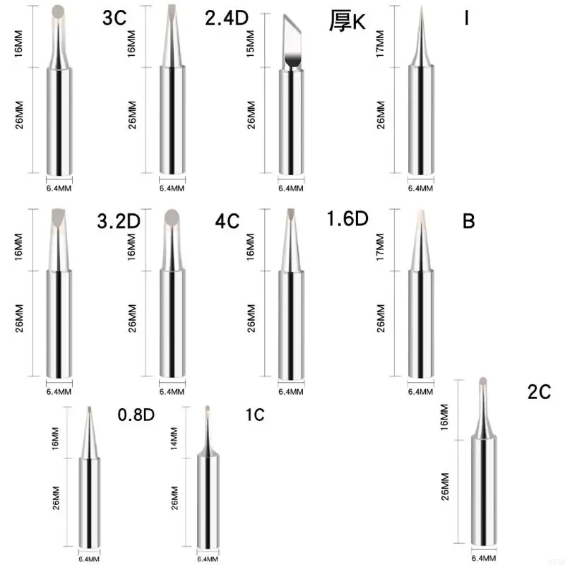 Professional 12 Piece Soldering Iron Tip Set Fast Heating Compatible 936 Stations 37JD