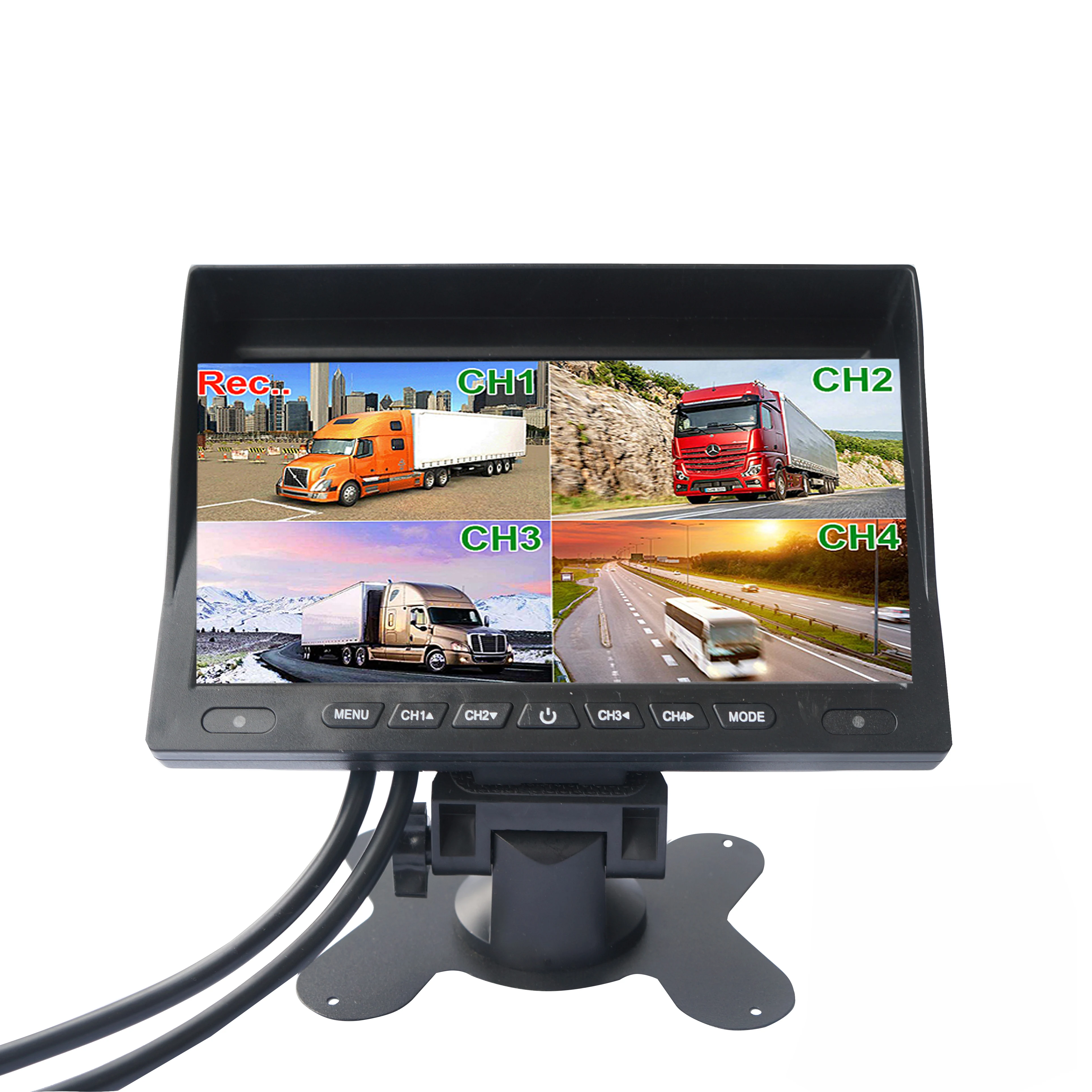 4CH DVR Quad Video FHD Monitor Screen with Recording Car LCD Monitor DVR with 4pcs 2.0MP cctv cameras