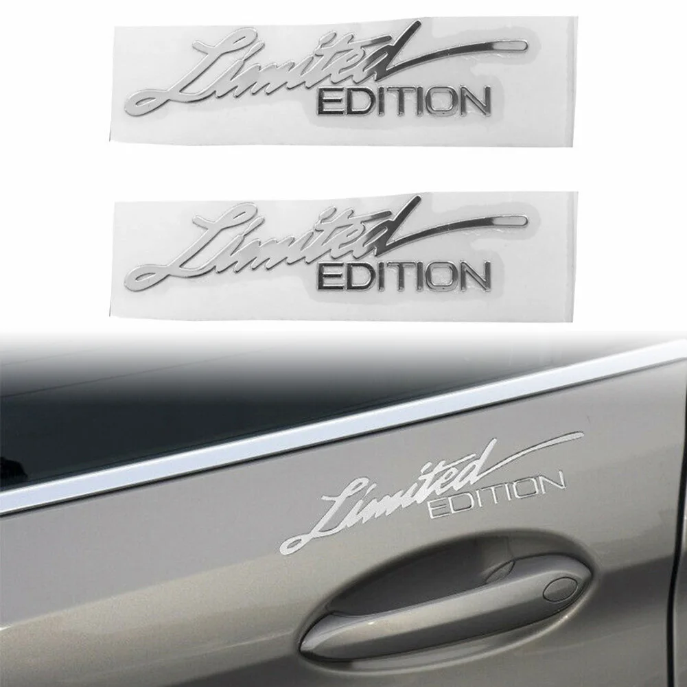 2pcs/4pcs Universal Car Stickers Silver Limited Edition Logo Emblem Badge  Metal Sticker Decals Car Accessories 1.8Cm X 7.5Cm