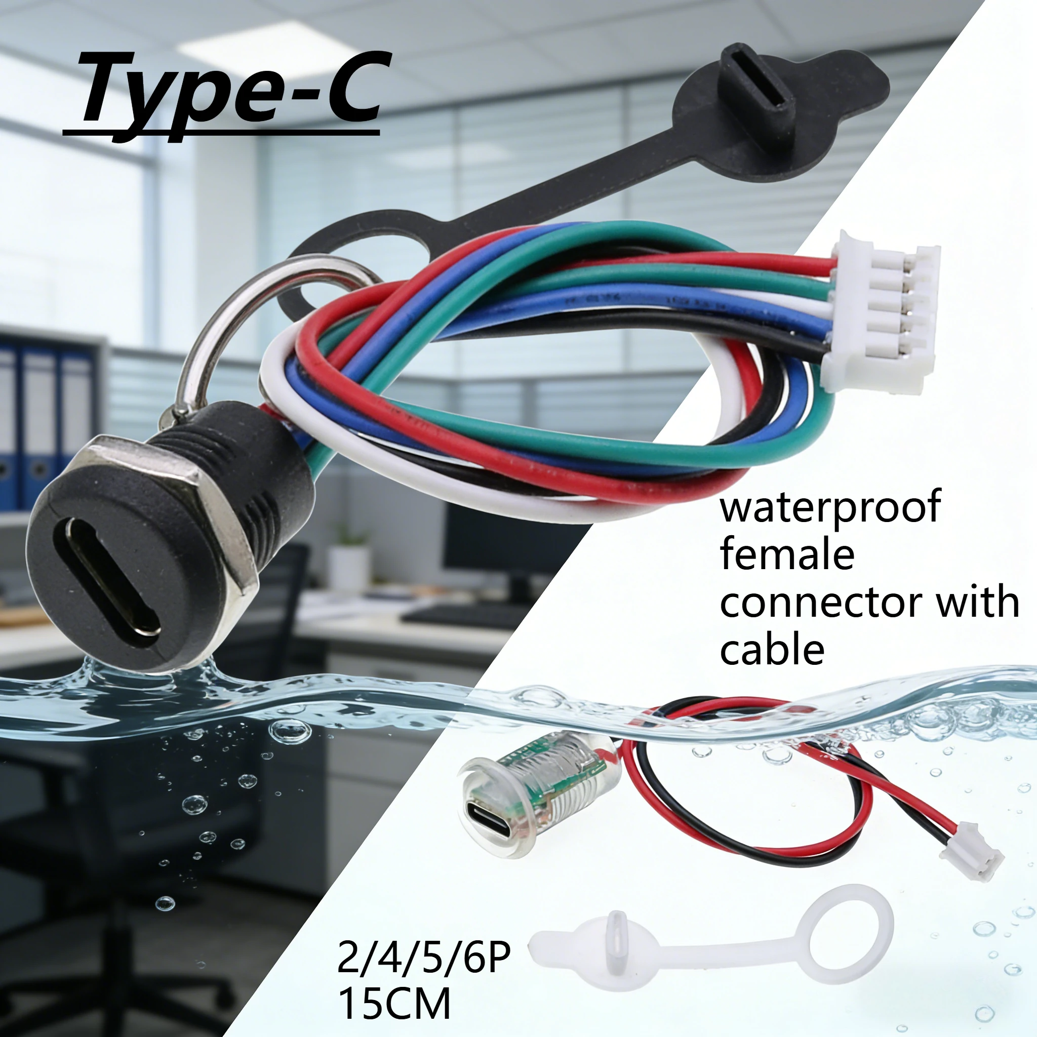 DIY Repair Data Type-C Waterproof Female Charging Port Buckle Bonding Glue Injection  Electric Lock Plate USB C Wire Connector
