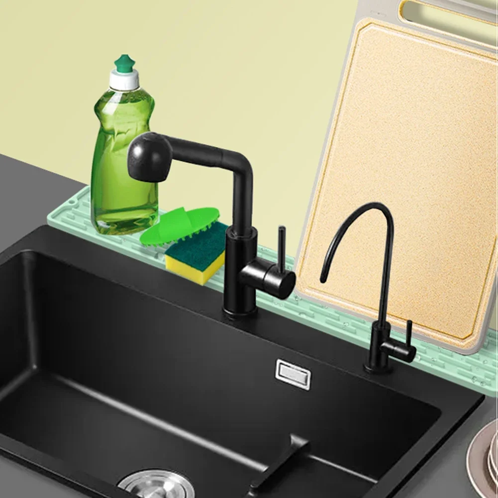 Silicone Countertop Mat Anti Slip Sink Tray Dinnerware Mat Organizer Kitchenware Protection Mat Storage Rack Kitchen Accessories