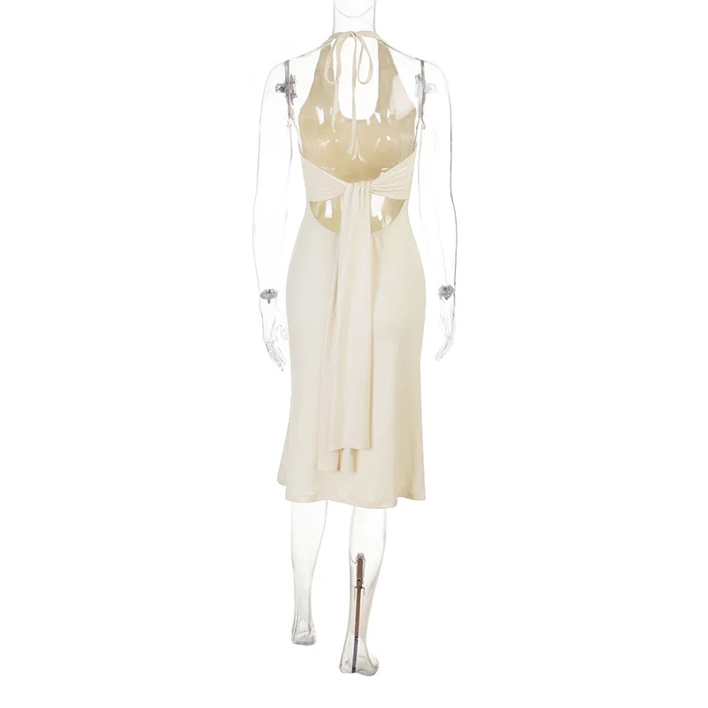 Elegantes Neckholder-Bodycon-Partykleid für Damen, Ärmelloses Asymmetrisches Figurbetontes Kleid, Schickes Alltags-, Dating-, Strand- und Urlaubskleid – Detail 7