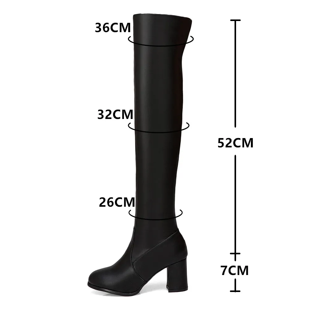 Sexy SlimThigh Boots Women Thick heel Stretc Long Boots High Heel Over the Knee Boots Slip On Ladies Boot Shoes Big Size 42 43