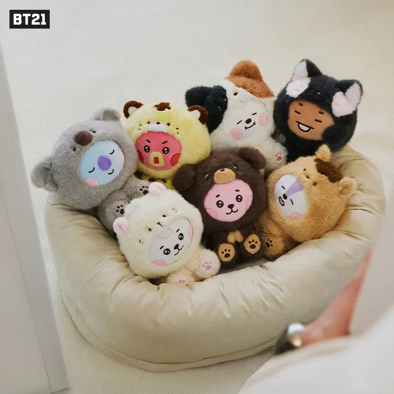 Kawaii BT21 Zoo Cross Dressing Series Series Plush Toy Keychain Pendant Cute Doll Decoration CHIMMY COOKY KOYA TATA Gift Toys