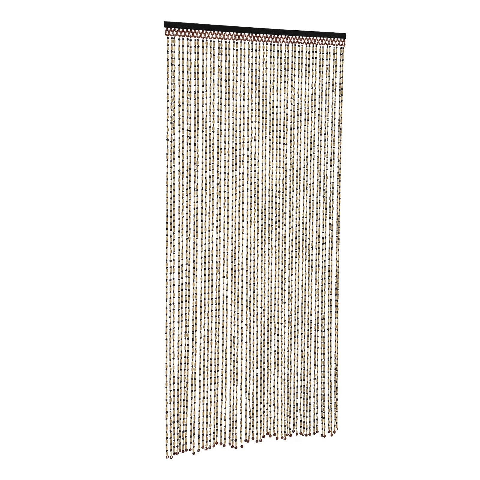 Natural Wood Bamboo Beaded Curtain Wooden Hanging Room Divider Decorative 74.8in for Doorway Room Divider