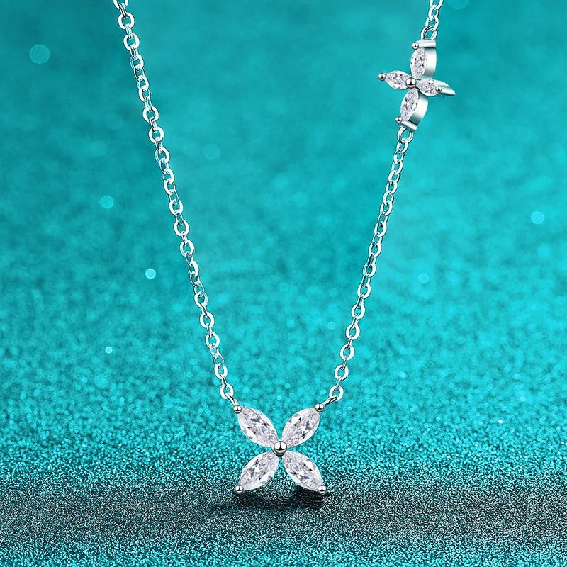 Premium birthday fitting outfits four-star lucky pendant for women with 1.2ct moissanite on refined anti-tarnish PT950 platinum