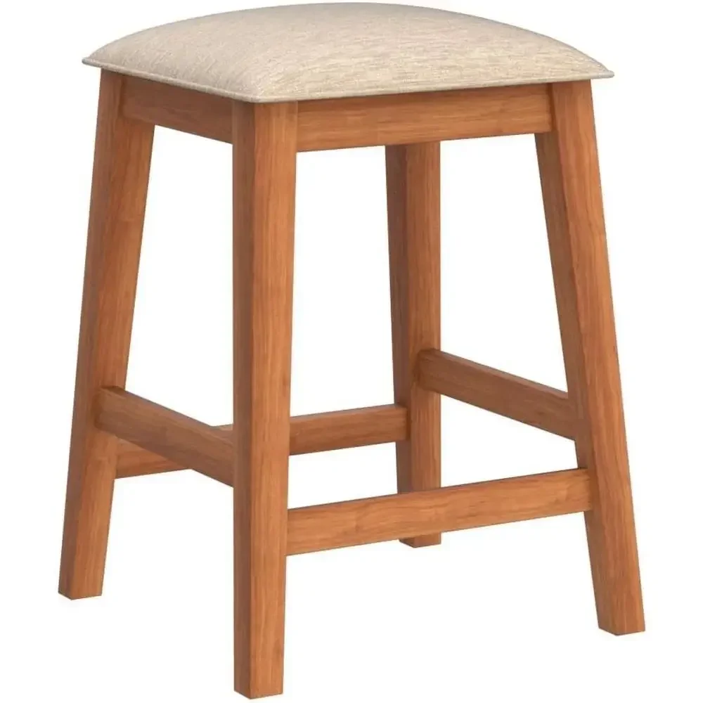 Set of 2 24-Inch Brown Upholstered Counter Height Bar Stools for Kitchen view 5