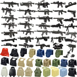 MOC Building Blocks Military Solider Figures SWAT Weapon Gun Type 95 M4 M16 Russian AK47 Helmet Backpack Heavy Armor Vest Bricks