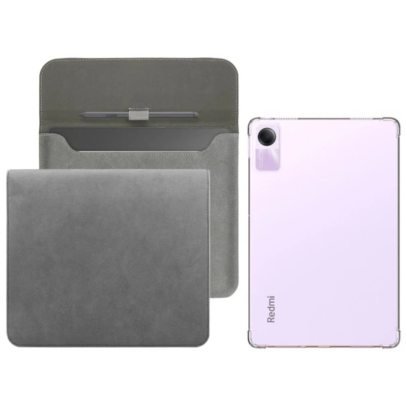 

2-IN-1 For Redmi Pad SE Wi-Fi (2023) 11inch Clear TPU Shockproof Back Cover Case + Slim Tablet Storage Sleeve Bag