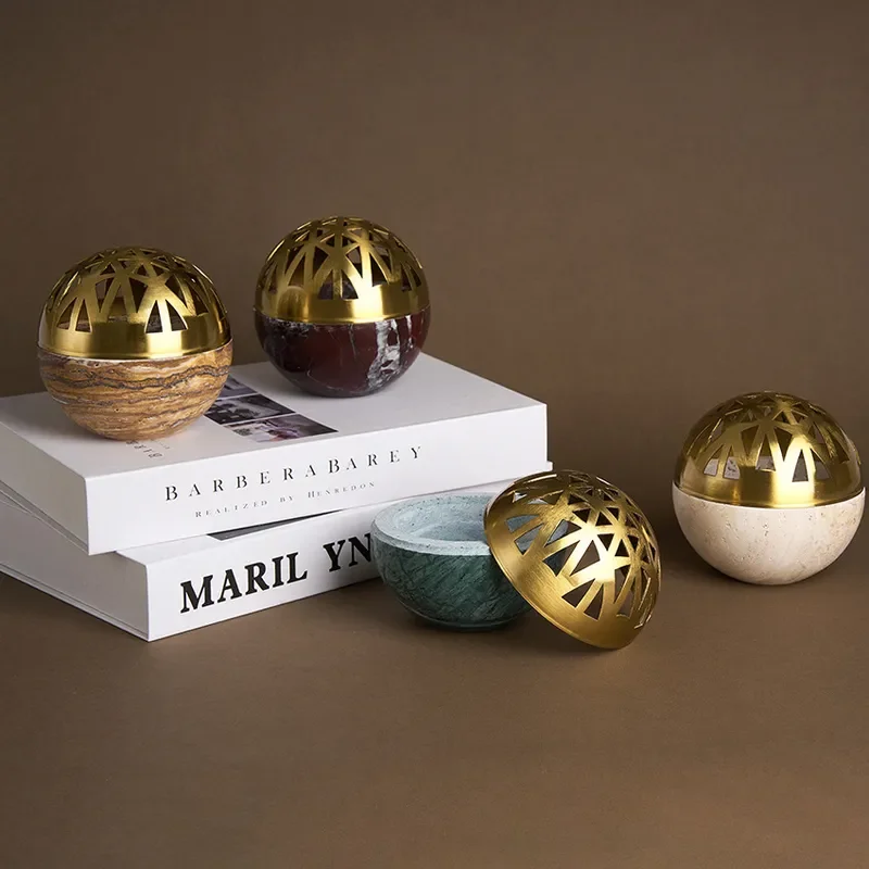 Natural Marble Incense Burner Travertine Aromatherapy Holder Simple Round Home Decor Ornament Light Luxury New Product