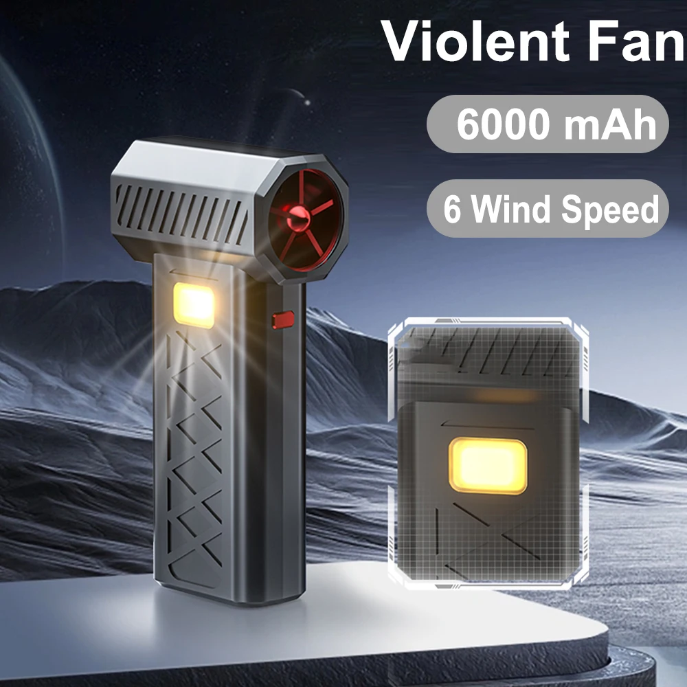 

130000 Mini Turbo Jet Fan Electric Air Duster Adjustable wind speed Turbo Violent Blower Rechargeable with Light Car Cleaning
