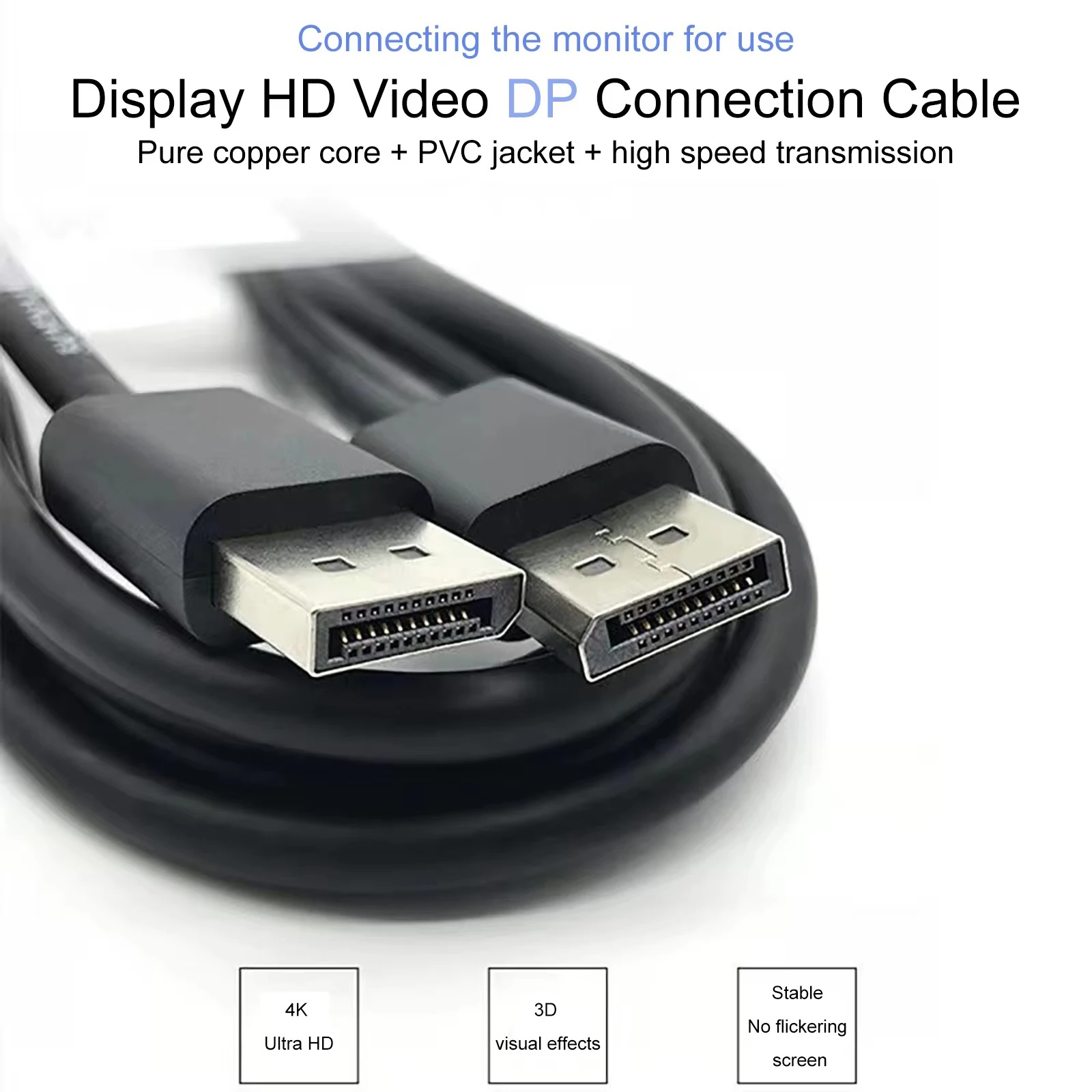Cable DisplayPort Macho a Macho 4K 2K, Audio/Video HD, DP Grande para TV, Tarjeta Gráfica de Computadora, Monitor, Cable Convertidor Macho