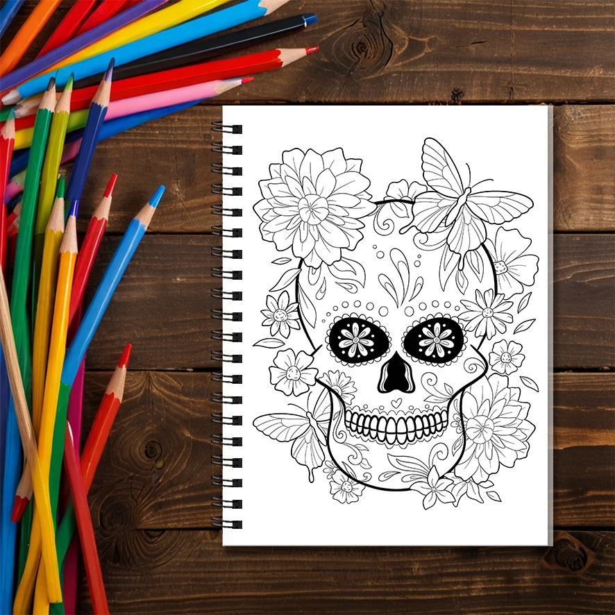 Skull Coloring Book for Adults 8.3x11.2 inches Stress Relieving Creative Art 22 Pages