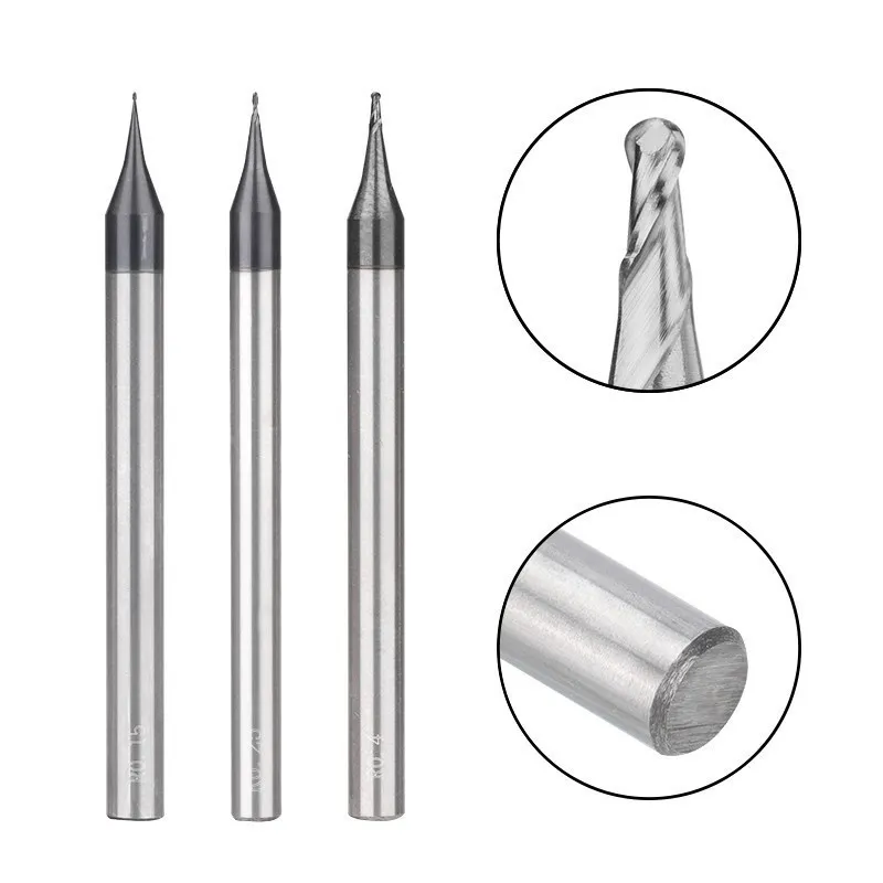 XCAN 2 flüt kafalı matkap ucu End Mill R0.1-R0.5 mikro yönlendirici Bit 4mm Shank freze kesicisi CNC makinesi freze aracı karbür frezeler