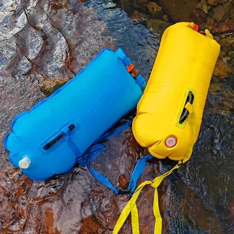 Swim Bucket Dry Bag Inflatable Open Swim Buoy Towable Dry Bag with Boating Rafting Swimming Bucket Water Sports Safety Bag