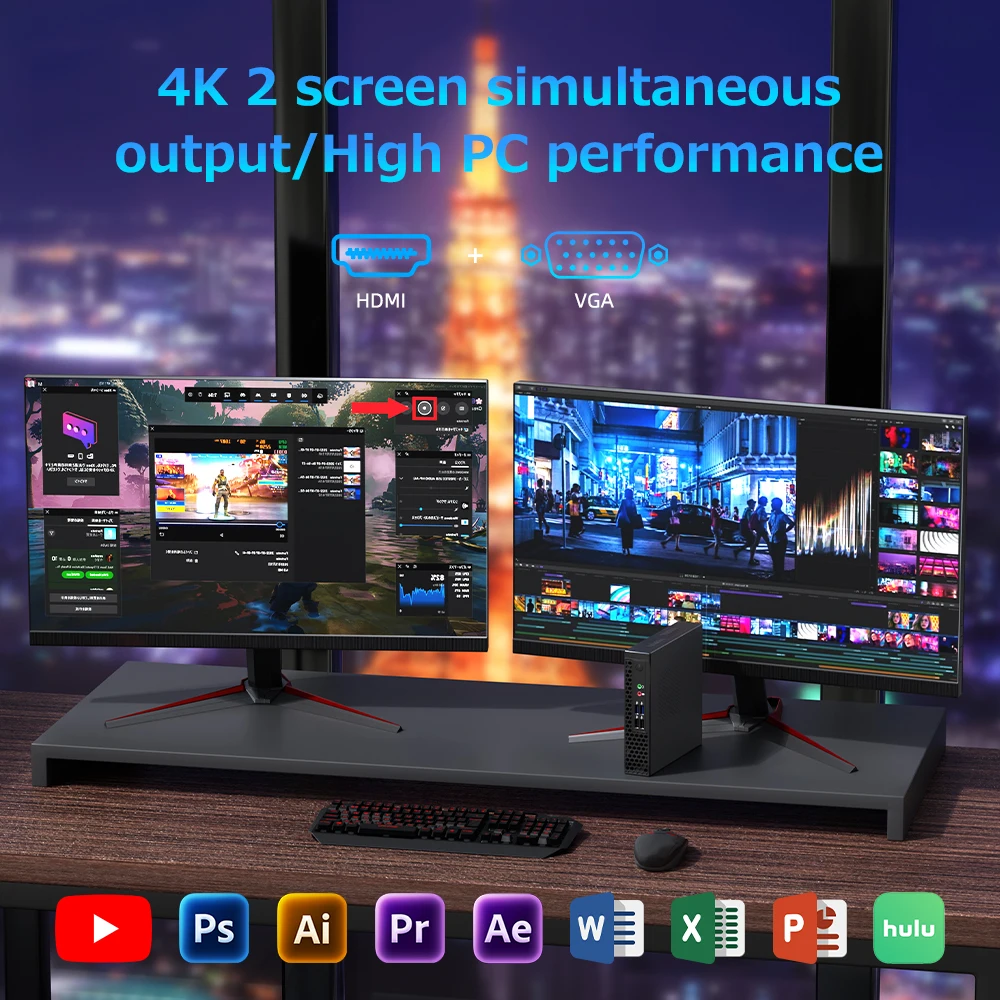 Core I5 12450H 13500H CPU Minipc 8 Cores Max 4.4GHz Gaming PC DDR4 32GB 1TB  Linux Win11 Pro RS232 Small Mini Computer
