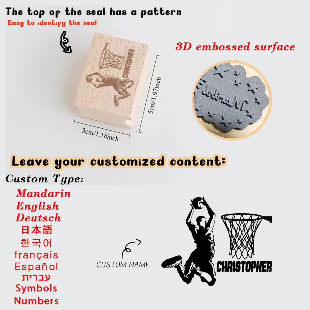 1PC Diy Customized Name Wooden Seal For Small Business & Office Use Customized Name Wooden Stamp Daily Office Use