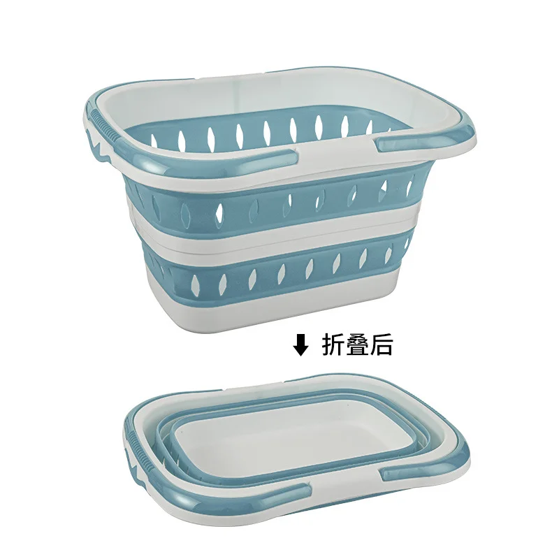 Collapsible Handled Laundry Basket Ellipse Oval Tub Portable Washing Tub Space Saving Laundry Containers Home Organizer Basket view 6