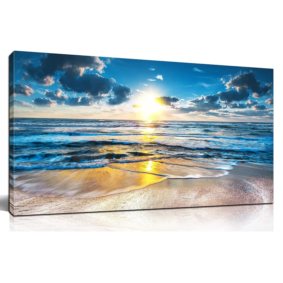 Sunset Ocean Waves Sea View Image diamond embroidery full drill 5D DIY diamond painting mosaic blue beach big size wall decor