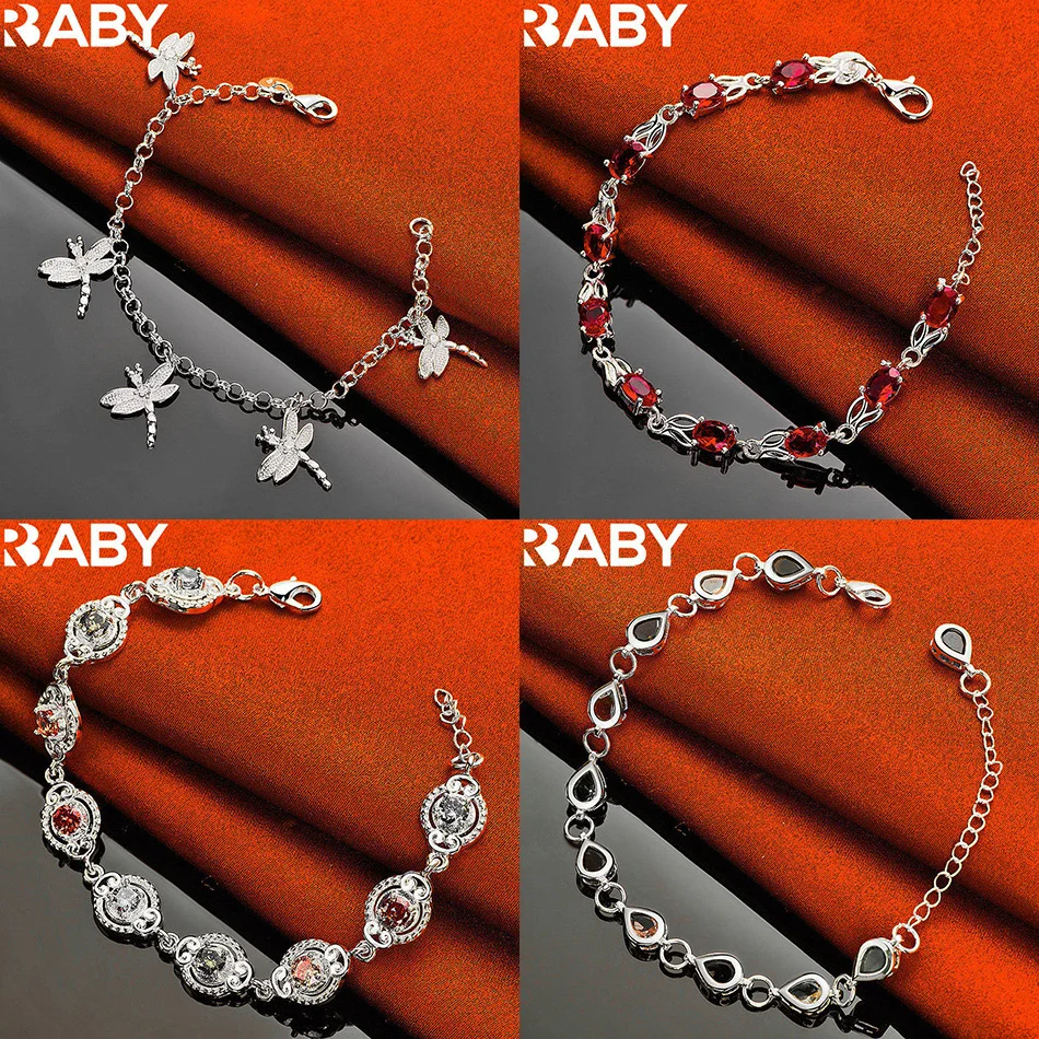 

URBABY 925 Sterling Silver Bracelet For Women Men Fashion Jewelry Charm Grace Noble Wedding Accessories