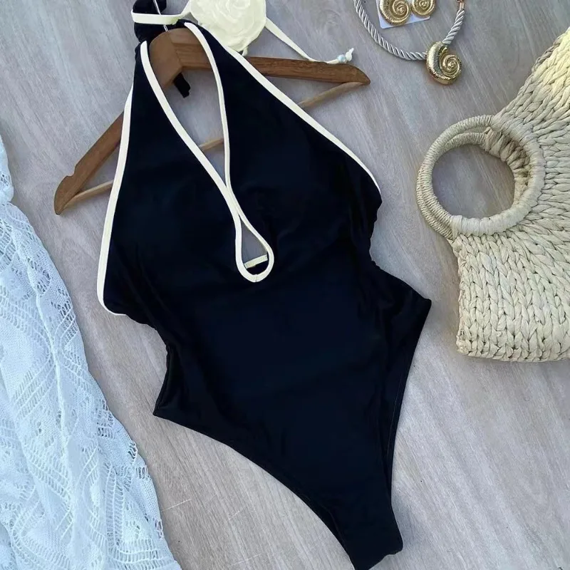 ดอกไม้ One Piece ชุดว่ายน้ํา 2025 ใหม่ Halter ชุดว่ายน้ําผู้หญิงชุดว่ายน้ําชุดว่ายน้ํา Beachwear Monokini ชุดว่ายน้ําหญิง